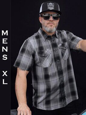 DIXXON FLANNEL - ASPHALT Bamboo Shirt Short Sleeve Men's XL